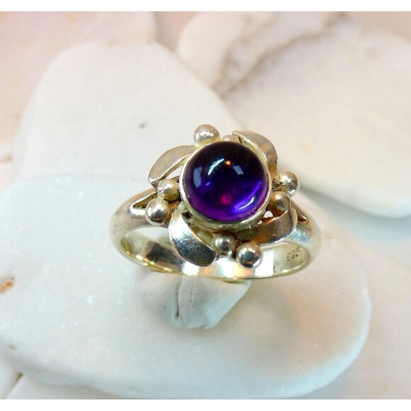 VTG Genuine Amethyst Sterling Silver Artisan Ring Size 7 OOAK - Picture 1 of 8